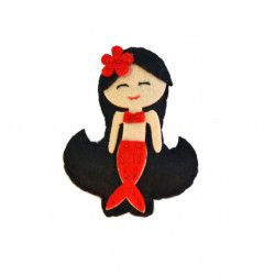 Broche de fieltro Sirena Roja